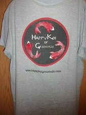 HAPPY KOI of Greenville Fish gray L t shirt