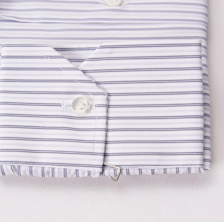 Новый с Ярлыками $375 SARTORIA PARTENOPEA серый бледно-синий полоски хлопковая рубашка тонкий 16 x 35 - Изображение 2 из 3