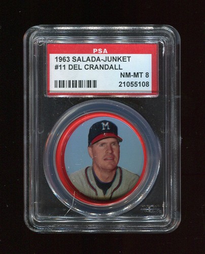 DEL CRANDALL 1963 SALZIGE JUNKET MÜNZEN #11 - PSA 8 NM-MT - MILWAUKEE BRAVES