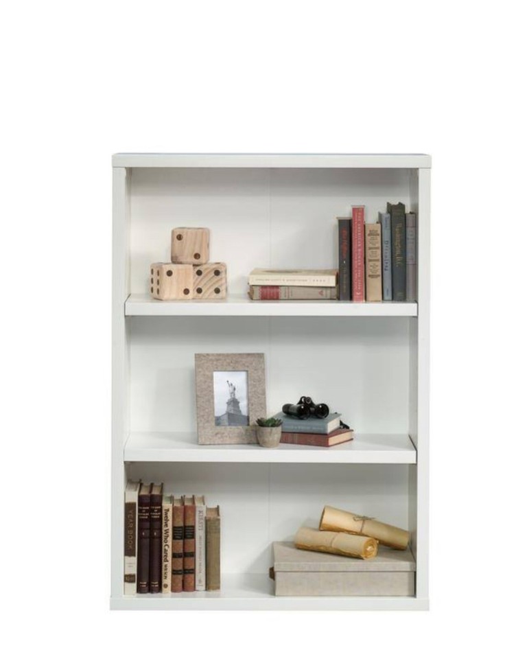 Sauder Beginnings 3Shelf Bookcase Soft White Finish Enclosed Back