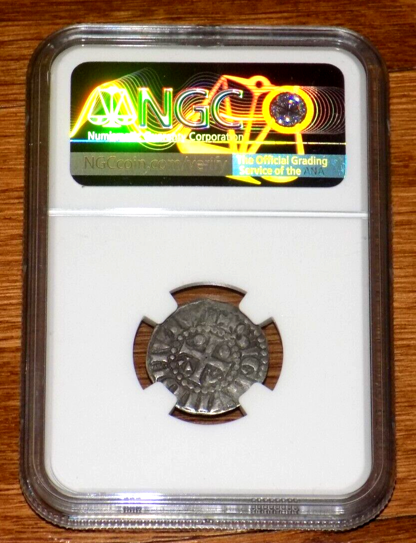 1015-1036) France Maine Silver Denier Herbert I 1.11g NGC XF 45