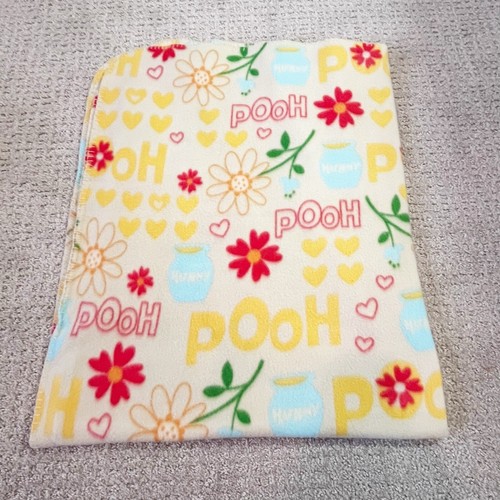 Disney Pooh Yellow Fleece Blanket Soft Nursery Honey Pot Pink Floral Vintage - Picture 4 of 13