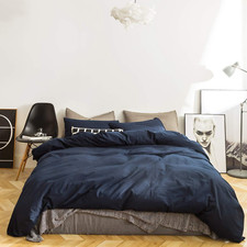 Dark Blue Duvet Cover Queen 100 Washed Cotton Navy Blue Duvet Cover 3 Pieces Se