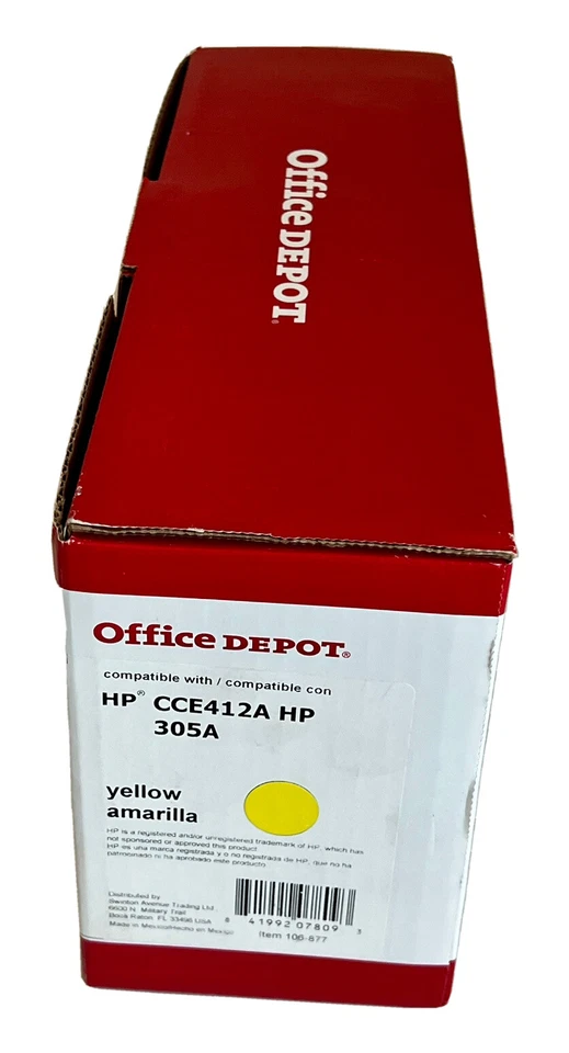 Cartucho de impresión de tóner Laserjet amarillo marca Office Depot HP 305A CE412A sellado Foto 2 de 3