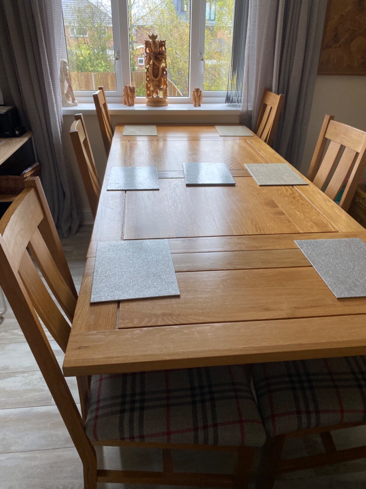 Oak furniture land dining table and six chairs pre owned eBay