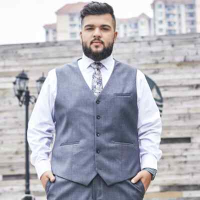Plus Size Suit Vest Mens Single Breasted Waistcoat For Host
