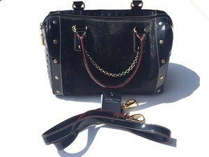 arcadia black patent leather purse