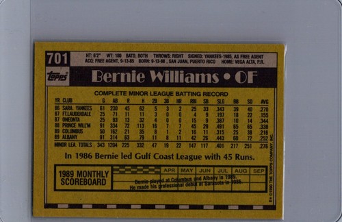 Topps #60YOT-39 2011 Bernie Williams 60 años de - Imagen 2 de 2