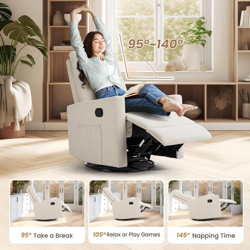 Elderly Manual Swivel Rocking Recliner Chair Swivel Glider Rocker Recliner Chair - Picture 5 of 8