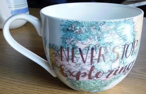 Never Stop Exploring Coffee Mug Tea Cup, Portobello By Design Bone China England
