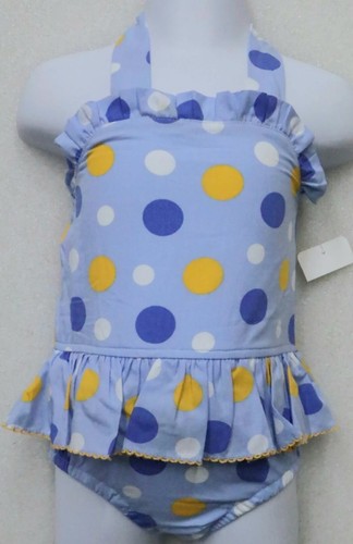 Baby Toddler Girls 24mo. Swimsuit, Blue Ruffle Polka Dot, NEW! - Picture 3 of 4