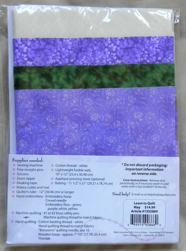 "Learn to Quilt" Wall Hanging Kits, May Themes, 2 Versions, Posies Violets, New - Picture 5 of 8