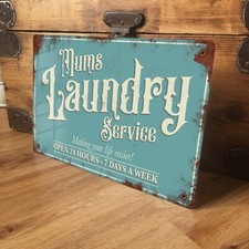 Laundry Washing Sign Plaque Vintage Retro Shabby Chic - Waterproof - 200x305mm