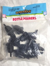 Pkg of 10 Hawaiian Shaved Ice Black Plastic Bottle Pourers #8101B10