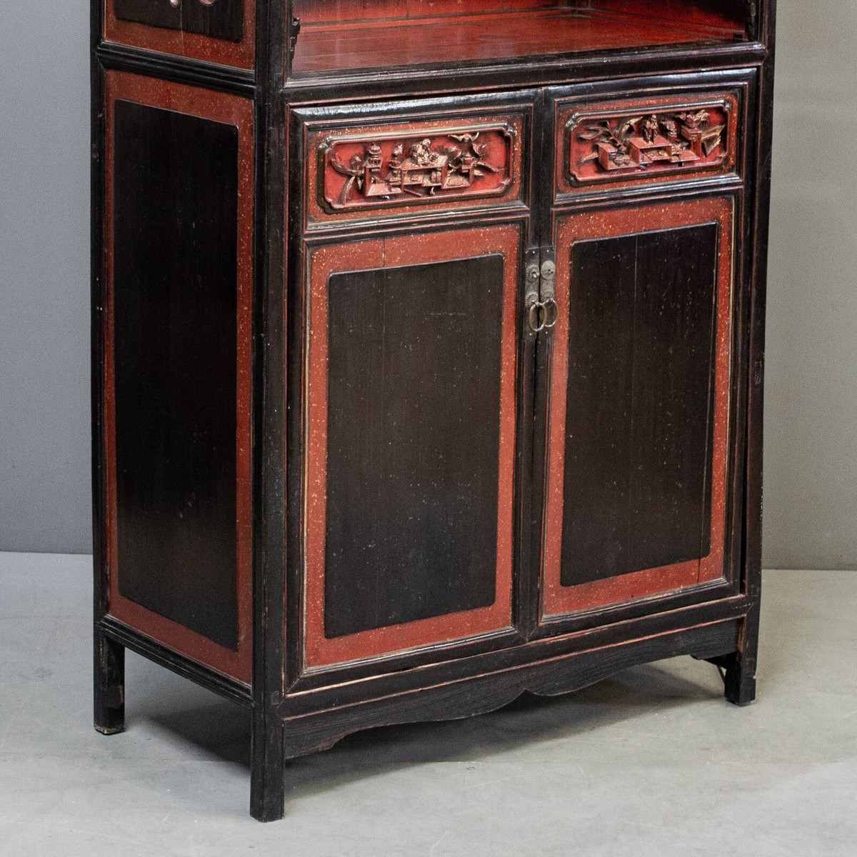 Antique Chinese Red & Black Lacquered Cabinet | eBay