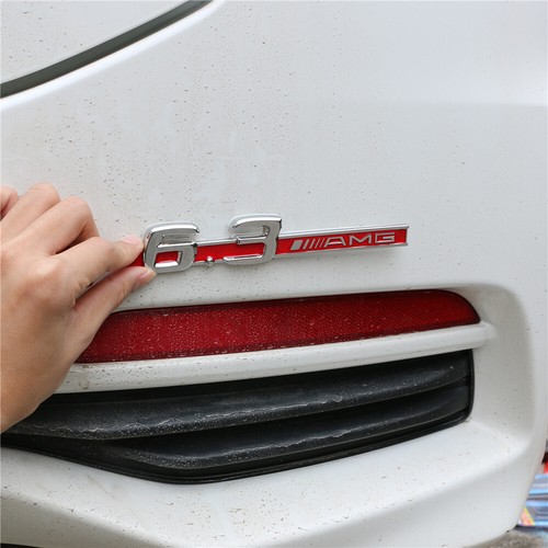 2x Chrome 6.3AMG Red Silver Metal Decal Sticker Badge Emblem BITURBO Fender Door - Picture 6 of 20