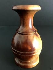Turned Wood Glazed Bud Vase 5" Tall