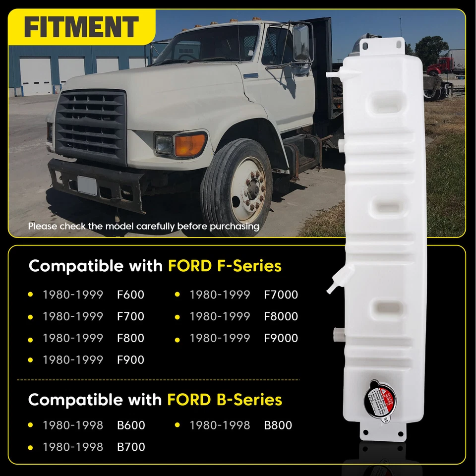 Conjunto de tanque de desbordamiento de refrigerante de radiador para 80-99 Ford F600 F700 F800 F6HZ8A080B Foto 2 de 4