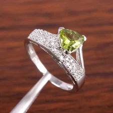 Peridot Ring Minimalist Stacking dainty Band Vintage Statement jewelry