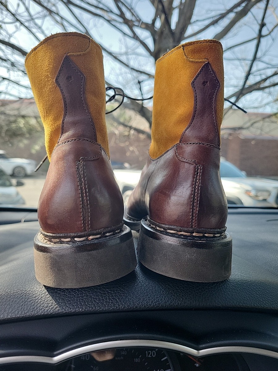 HESCHUNG BOOTS LEATHER BROWN & YELLOW SUADE SIZE 6.5 | eBay HESCHUNG BOOTS LEATHER BROWN & YELLOW SUADE SIZE 6.5 | eBay