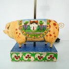 Jim Shore Heartwood Creek Pig 2 Bulb Lamp 19 inch Rooster Finial No Shade VTG
