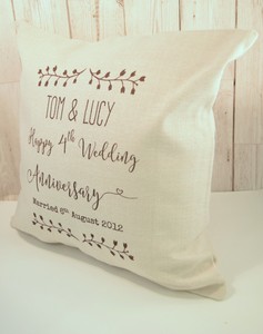 Personalised 4th Wedding Anniversary Gift Linen Cushion Ebay Image Is Loading Personalised 4th Wedding Anniversary Gift Linen Cushion