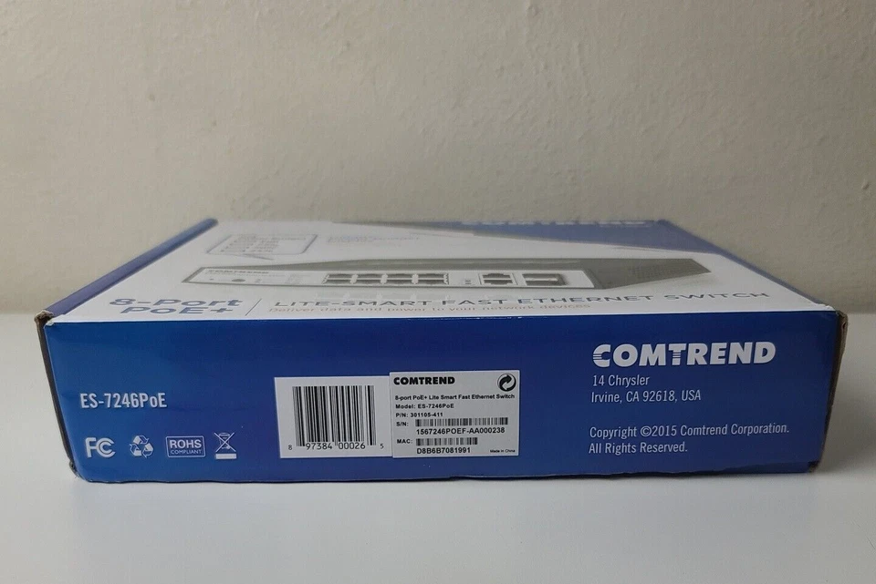 Comtrend 8-PORT PoE+ Lite-Smart Fast Ethernet Switch ES-7246PoE - Image 3 of 4