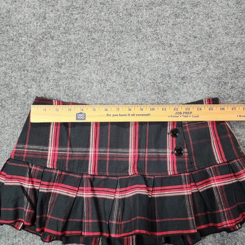 Y2k 90's Black Plaid Pleated Micro Mini Skirt Vintage Goth Grunge Low Rise L? - Picture 7 of 8