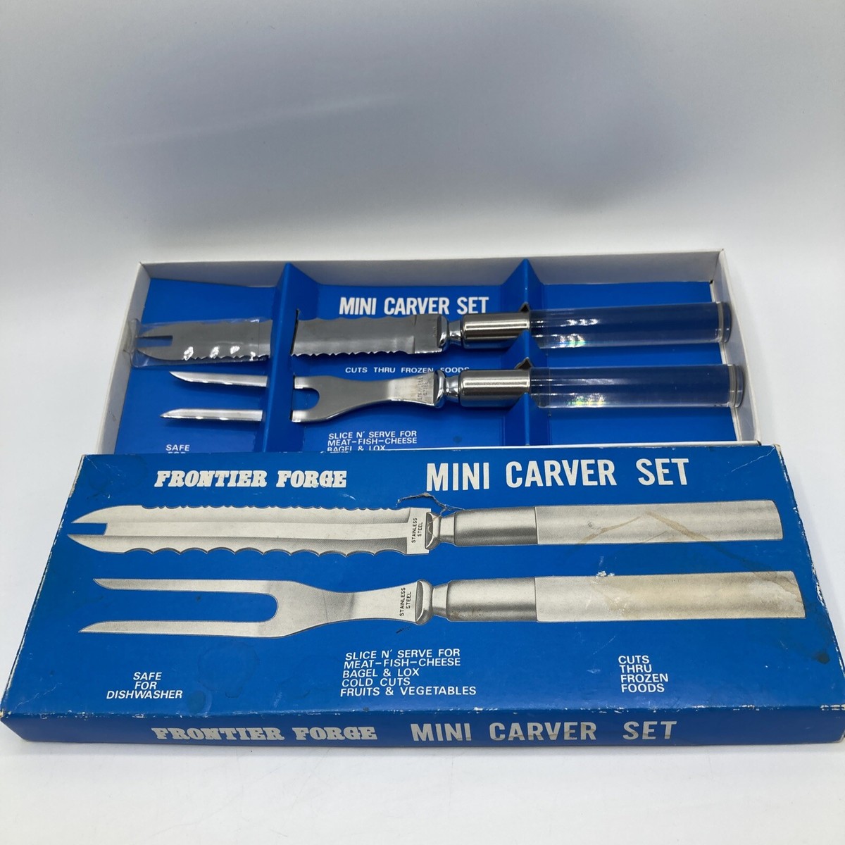 Frontier Force Mini Carver Set Slicer Knife Fork Lucite