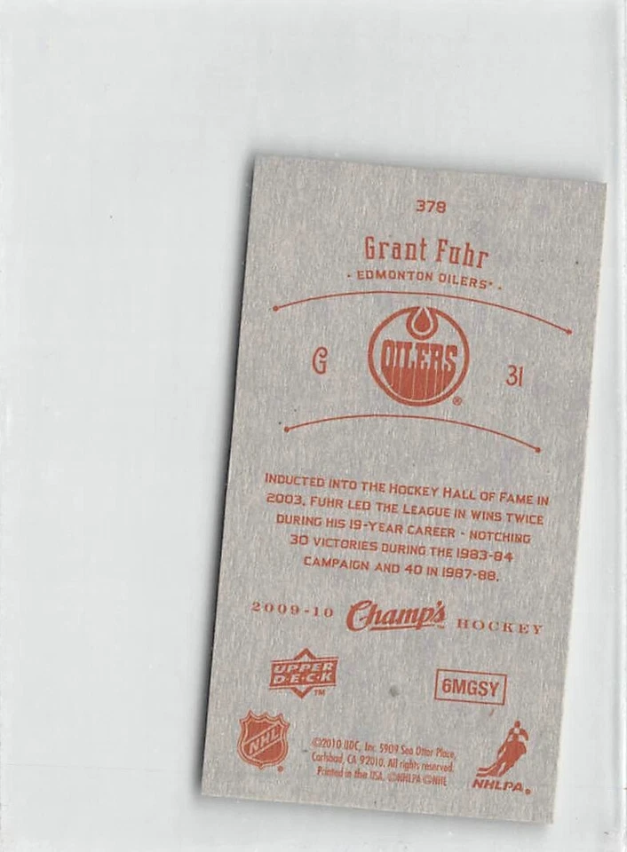 2009-10 Upper Deck Champ's Mini Red Backs #378 Grant Fuhr - Image 2 of 2