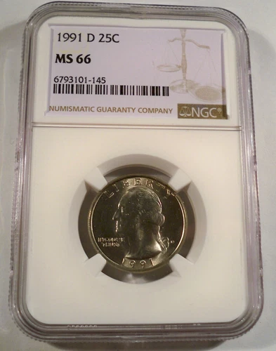 1991-D NGC MS66 WASHINGTON QUARTER 25c MS 66