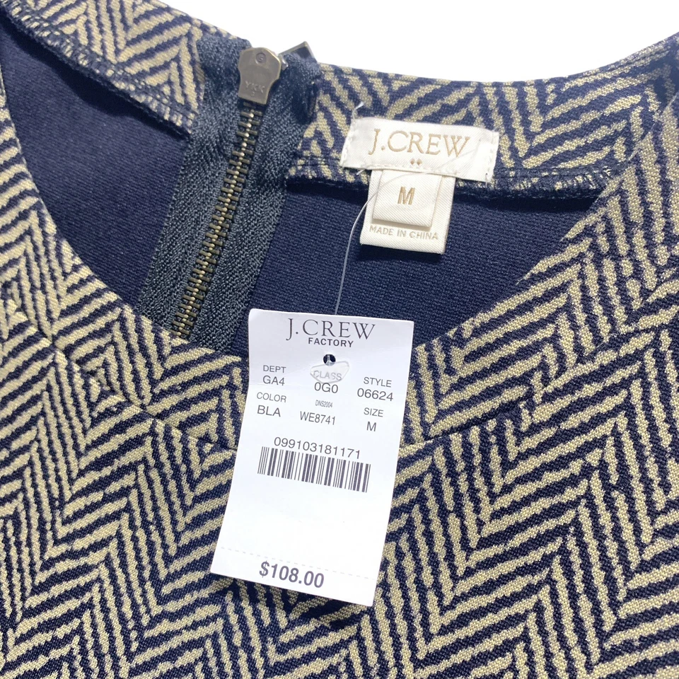 Vestido Ponte Feminino J.Crew Médio Elástico Listra Espinha de Arenque Novo com etiquetas Estilo 06624 * - Imagem 2 de 4