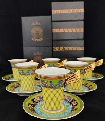 Rosenthal Versace Russian Dream Set of 6 Coffee Cups & 6 Saucers