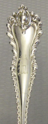 antique Dominick Haff Mazarin 1892 Serving Fork 9" cold meat entree mono M 73g - Picture 3 of 6