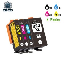 4PK New Hi-Yield BK/C/M/Y Ink With Chip For HP 920XL 920 OfficeJet 600 6500 7500