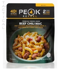 Peak Refuel Beef Chili Mac Freeze-Dried Backpacking Survival Meal - EXP 03/2026