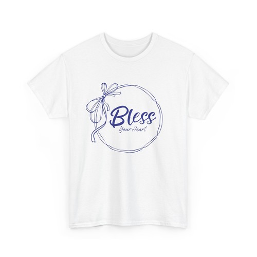 Bless Your Heart T-Shirt Women's Short Sleeve Ribbon Bow Choose Color - Picture 3 of 37