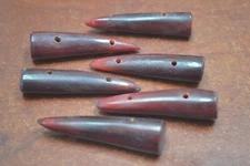 6 PCS RED BUFFALO HORN TOGGLE SEWING 2 HOLE BUTTONS CRAFT 2 3/8" #T-4079A