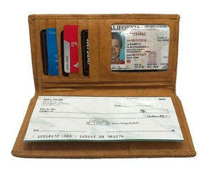 Tan-Genuine-Cowhide-Leather-Men-039-s-Checkbook-Cover-Long-Wallet-Organizer