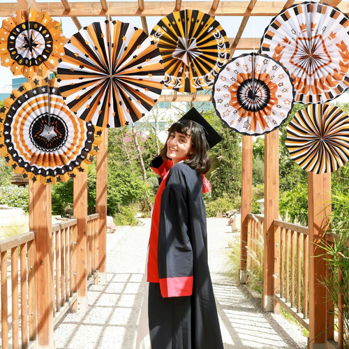 2025 Graduation Party Decorations Orange Black White Theme Party Decorations Han - Imagen 3 de 9
