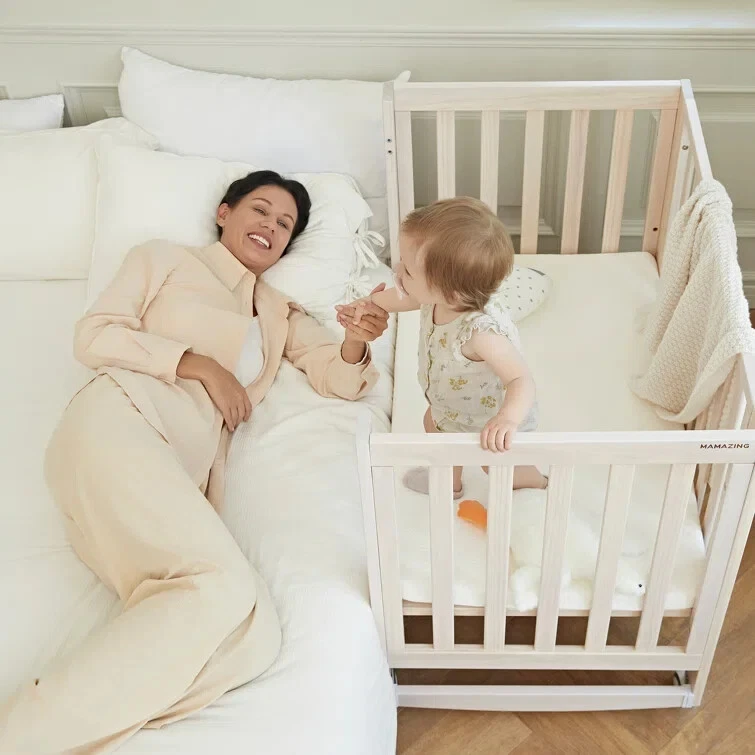 Детская кроватка трансформируемая EvoNest Mini 6-в-1 с колесами NZ Pinewood 4 регулируемые высоты - Изображение 3 из 4