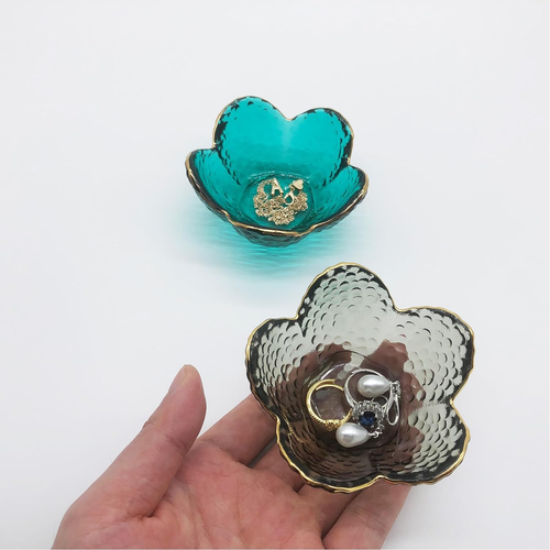 Aesthetic Flower Ring Dish - Glass Jewelry Tray for Rings & Earrings - Picture 5 of 13