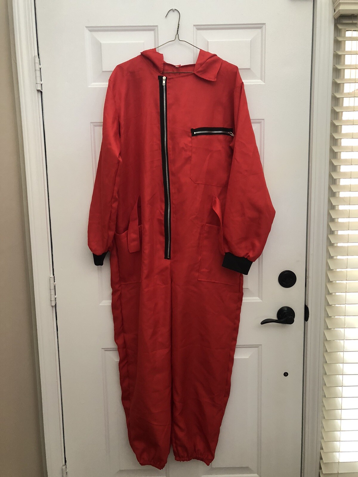 Adult Red Jumpsuit Money Heist Costume WITH MASK INCL… Gem