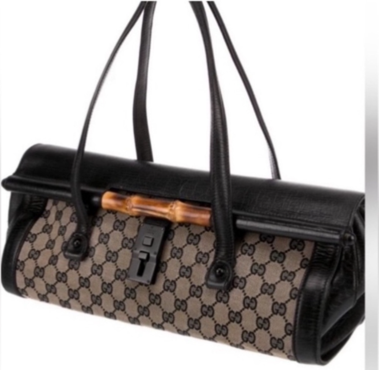 Vintage Gucci GG Brown Monogram Canvas Top Handle Luxury Bag