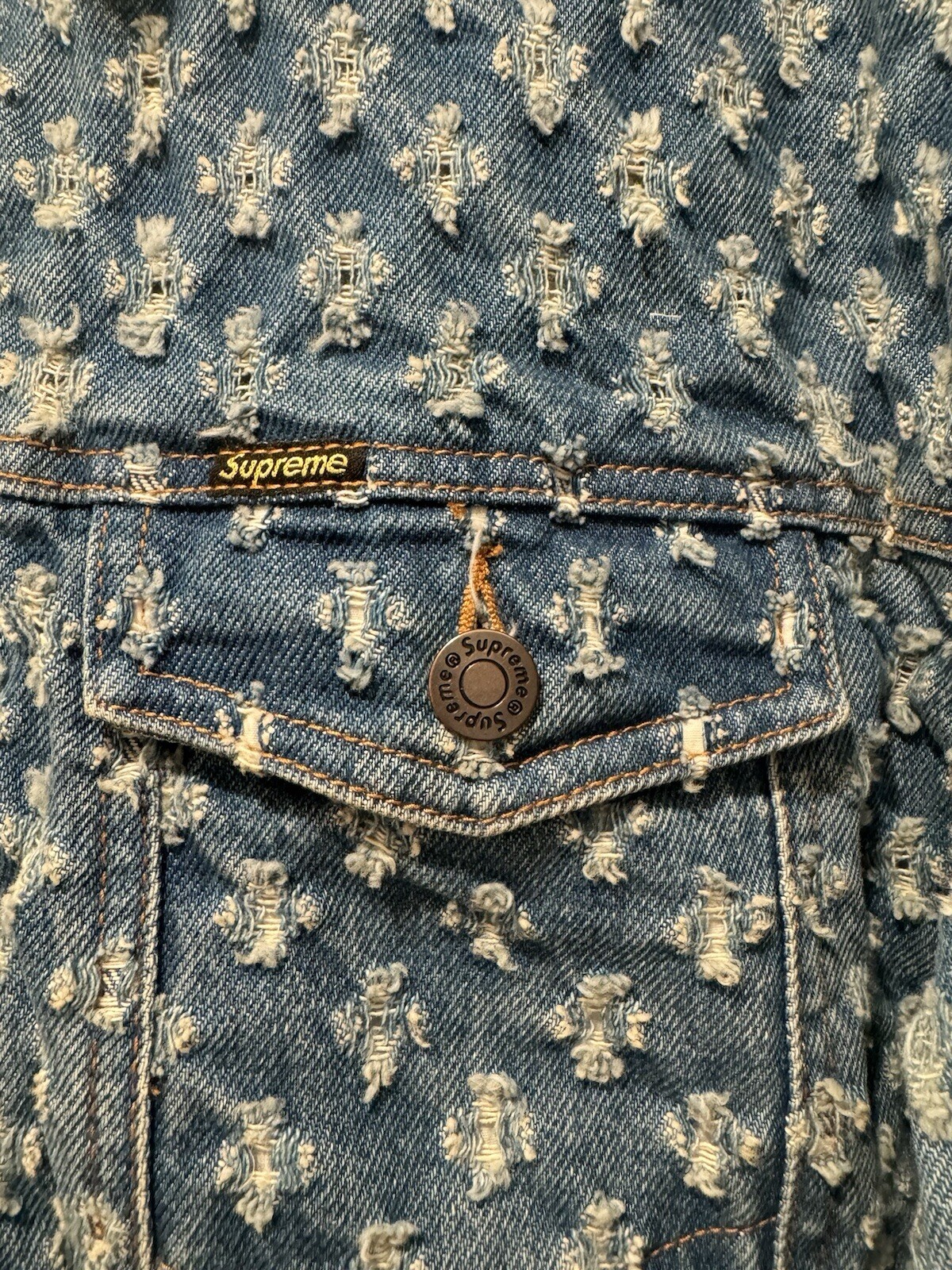 Supreme Hole Punch Denim Trucker Jacket size XL image 4