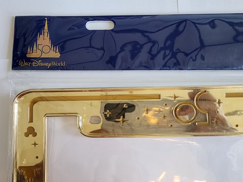 New Disney World Parks 50th Anniversary Gold Metal License Plate Cover - Picture 2 of 8