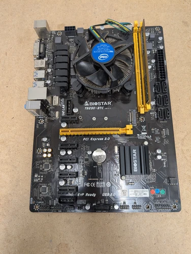 BIOSTAR TB250-BTC+ Motherboard with Intel Pentium G4400T/fan and 4GB DDR4