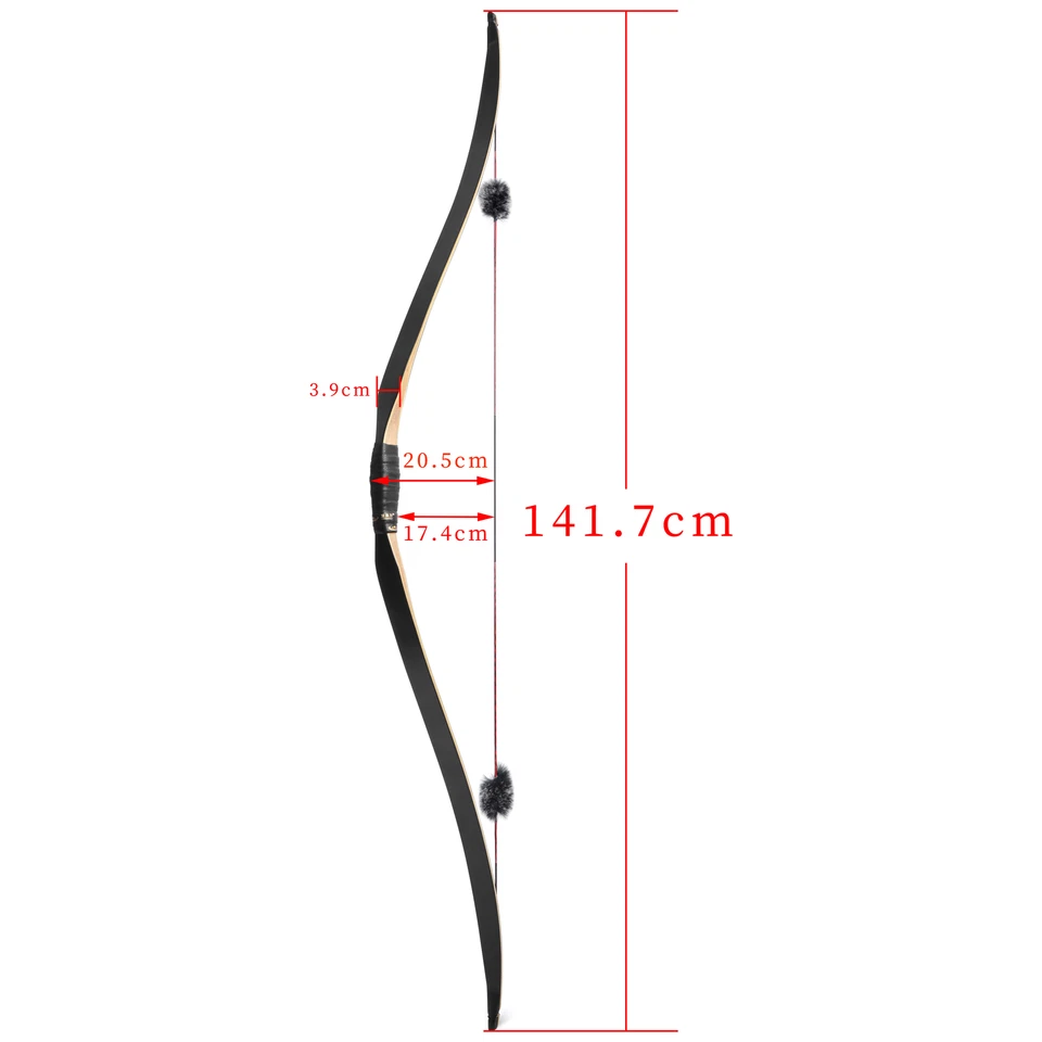 58" Traditional Bow 15-50lbs Triangle Longbow Horsebow Hunting Archery Shooting - Image 2 of 4