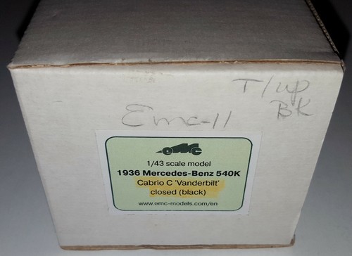 Rare EMC 1/43 1936 Mercedes Benz 540K Cabrio C 'Vanderbilt' Closed Top Up Black - Picture 10 of 10