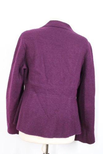 TSD Two Star Dog M Burgundy Purple 100% Boiled Wool Peplum Button-Front Jacket - Picture 5 of 8